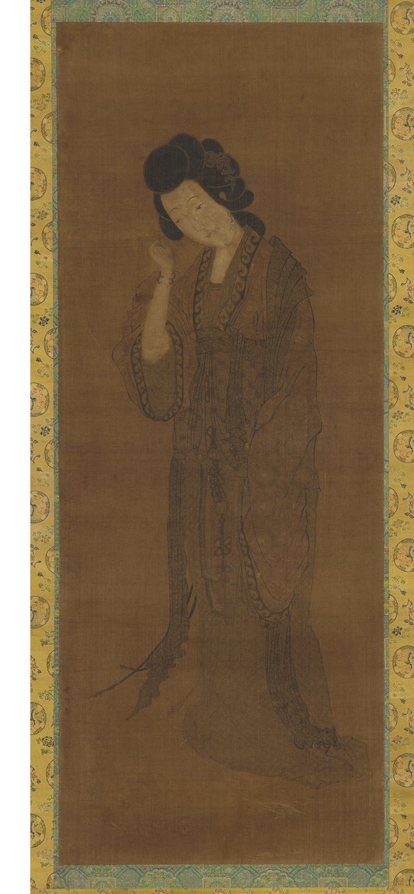 Den stående figur af en kvinde, sent Ming eller tidligt Qing-dynasti, 1600-tallet af Yuan Qian