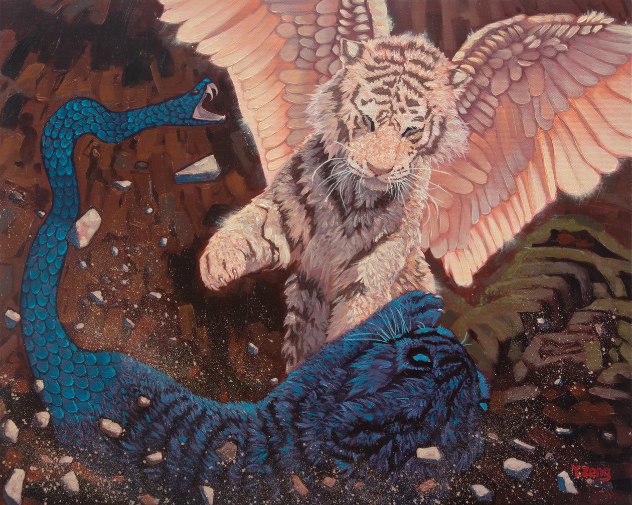 Angel and Demon, 2023 (olie på lærred) af Yue Zeng