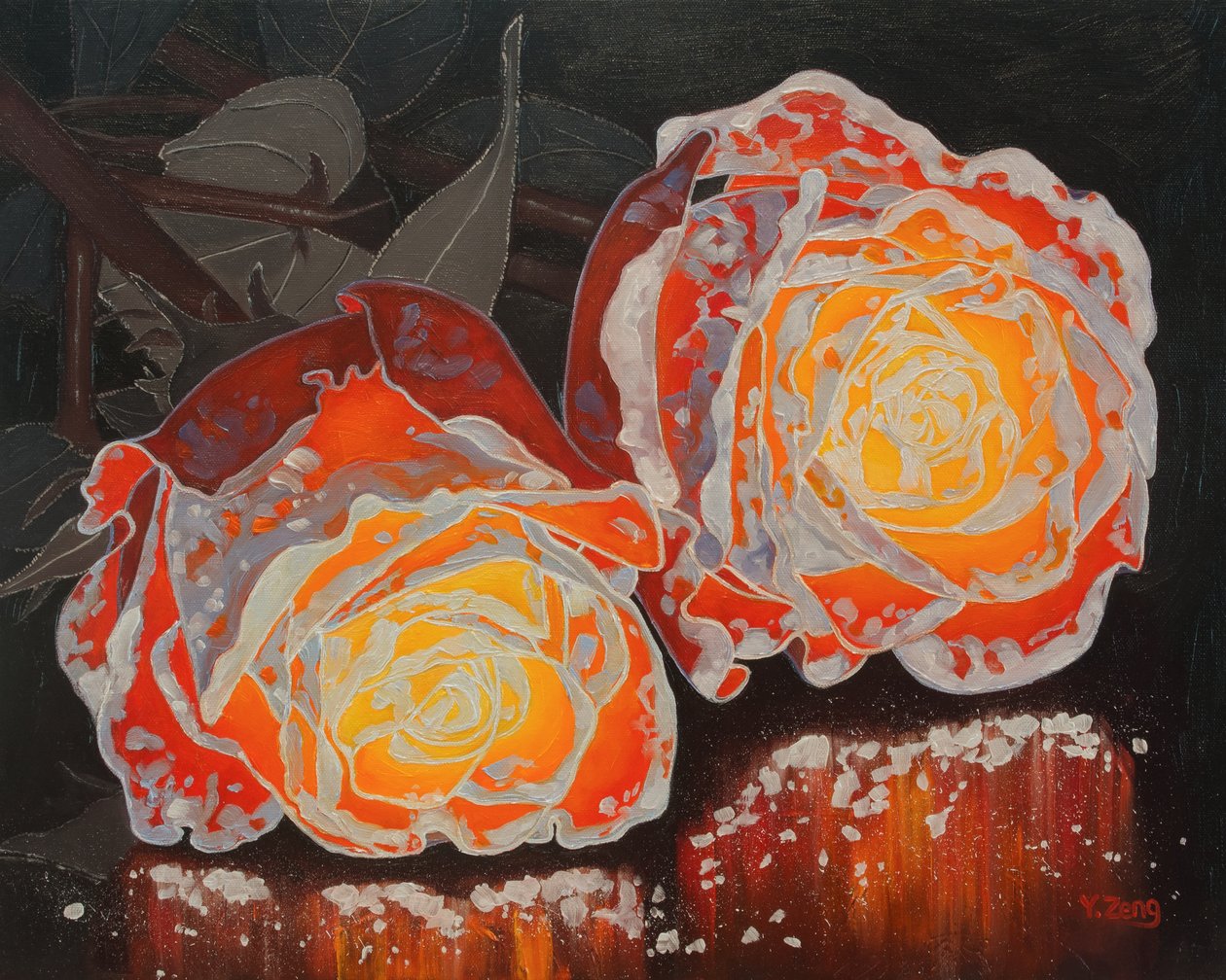 Ash roses, 2023 (olie på lærred) af Yue Zeng