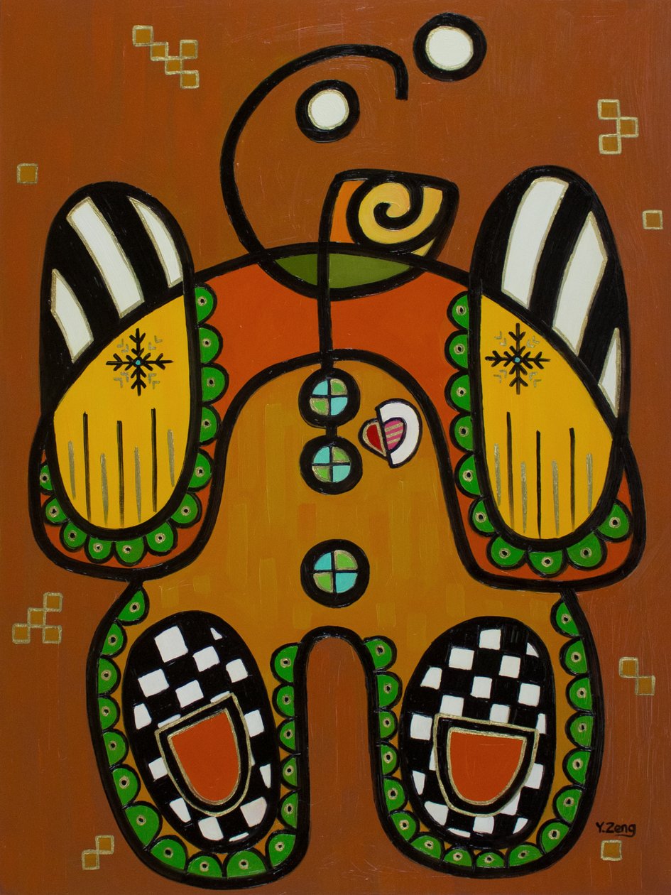 Gingerbread man, 2023 (olie på lærred) af Yue Zeng