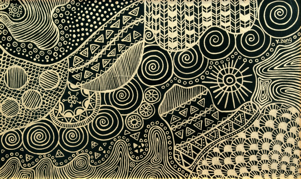Gold doodle, 2023 (olie på lærred) af Yue Zeng