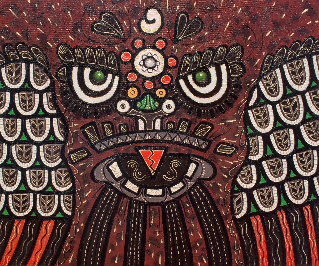 Lion dance black, 2023 (olie på lærred) af Yue Zeng