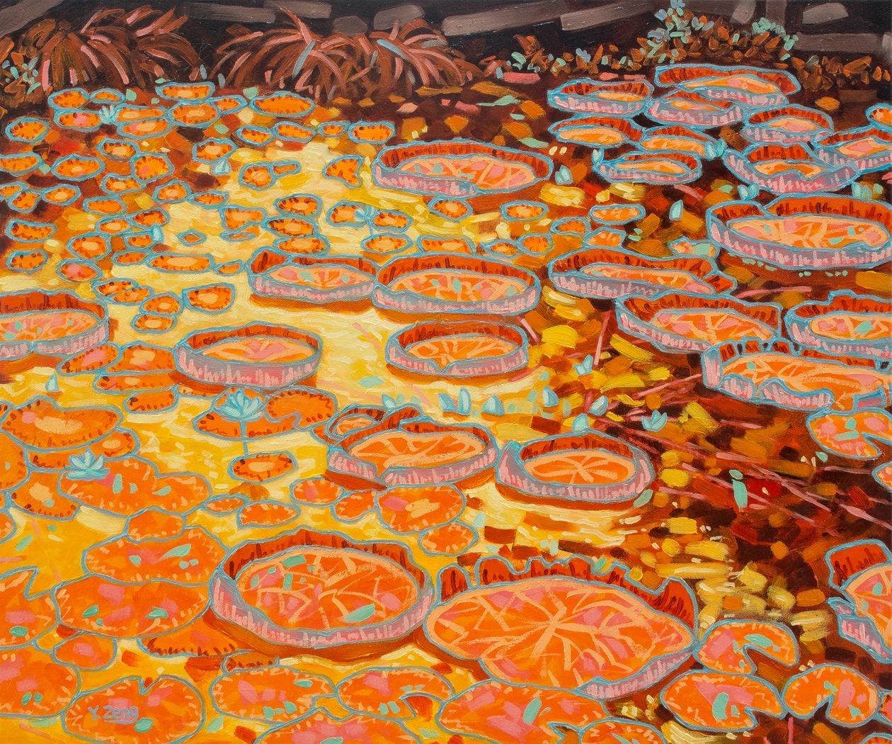 Waterlily pond yellow, 2023 (olie på lærred) af Yue Zeng