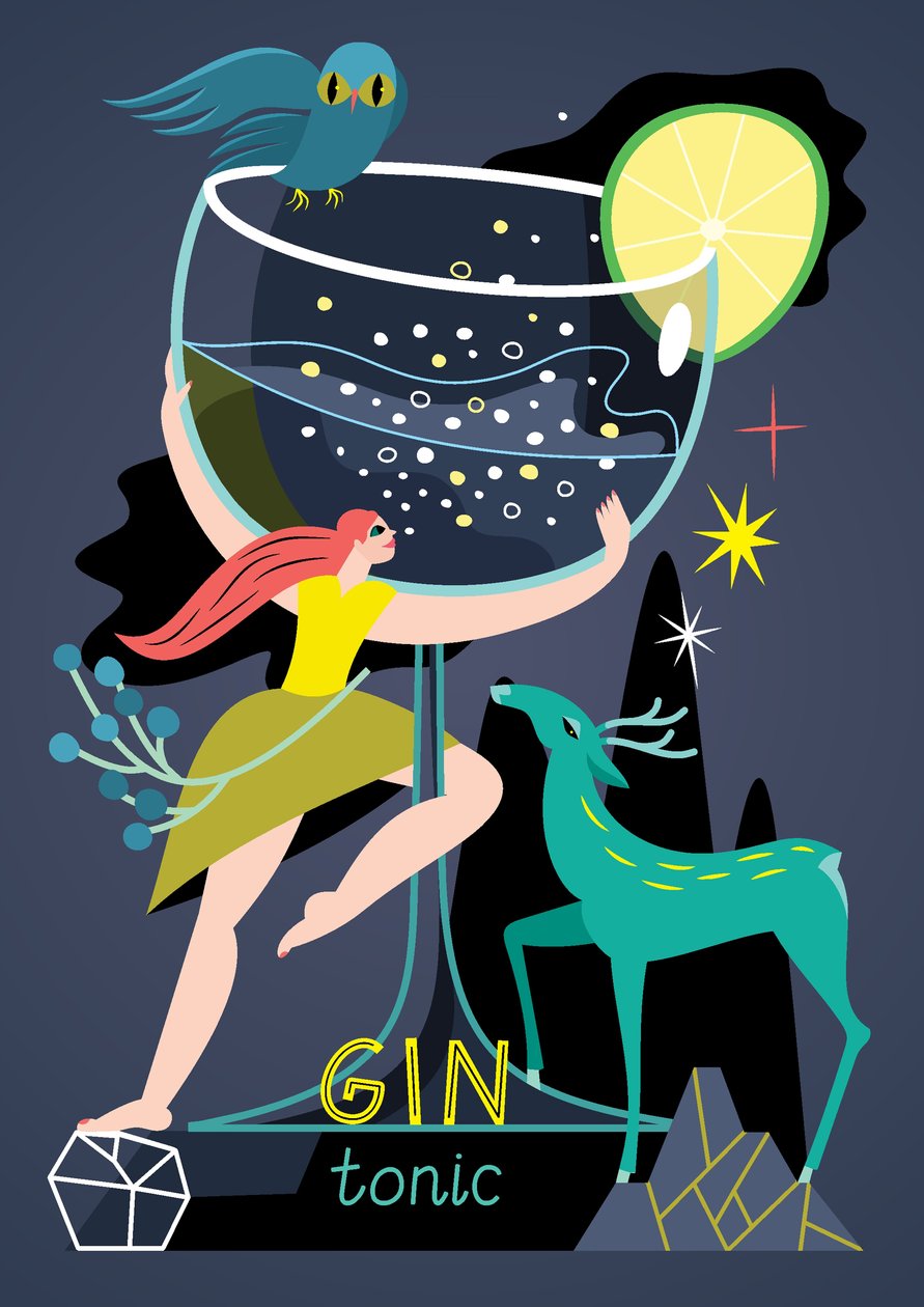 Gin Tonic, 2017 (vektorillustration) af Yulia Drobova