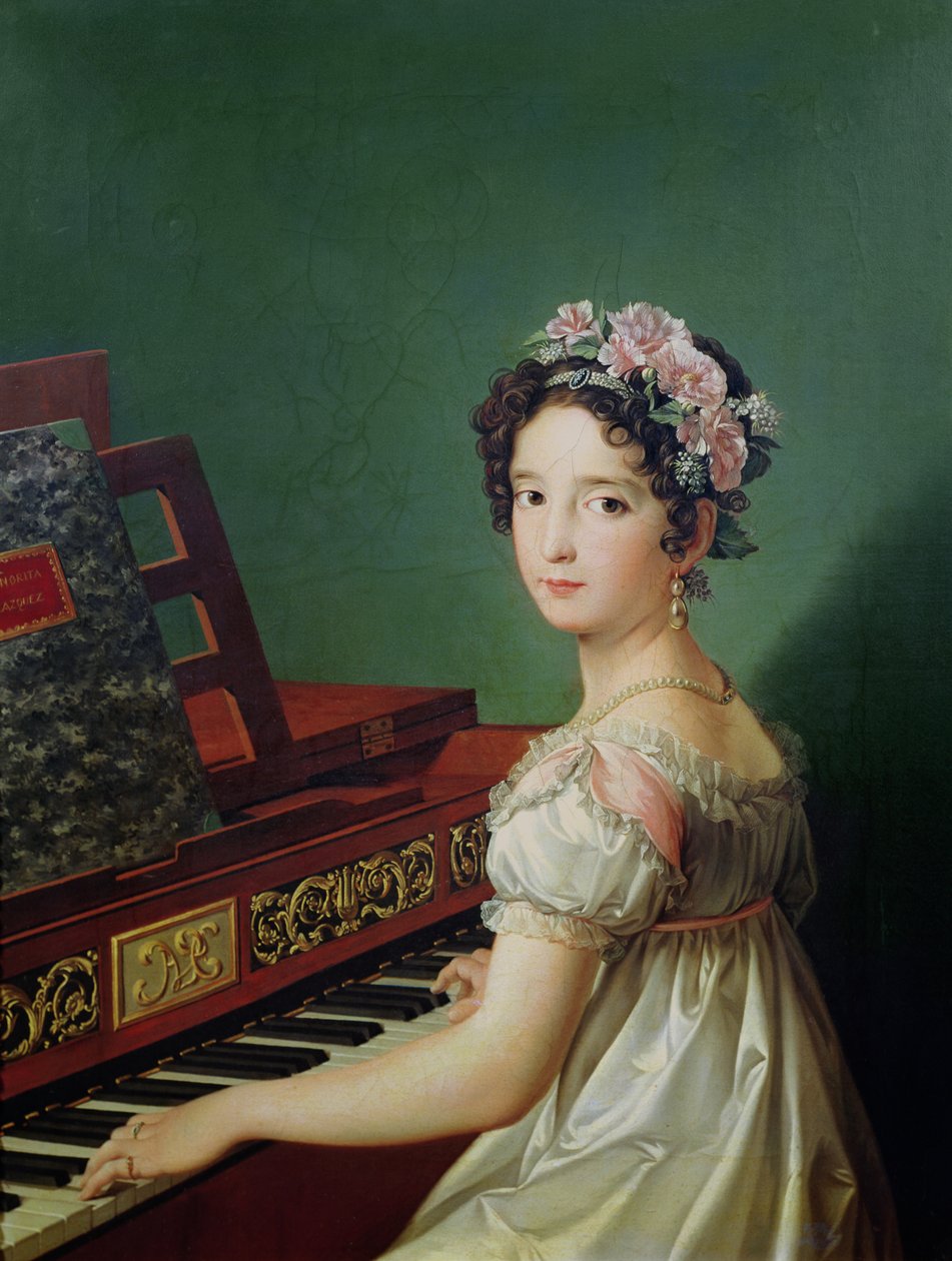 Kunstnerens datter på clavichordet af Zacarias Gonzalez Velazquez