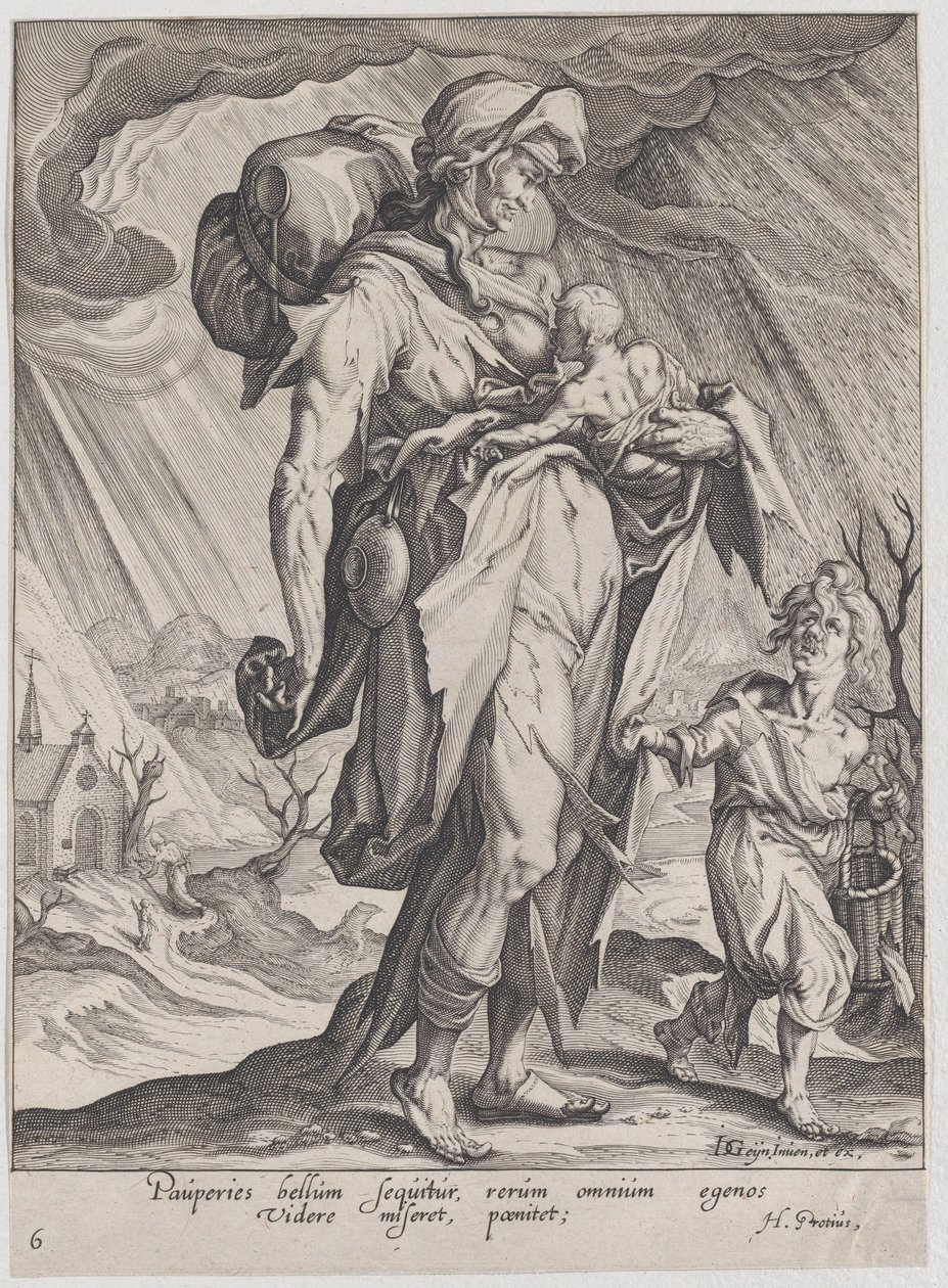 Fattigdom, fra Dyder og Laster, 1596-97., 1596-97. af Zacharias Dolendo