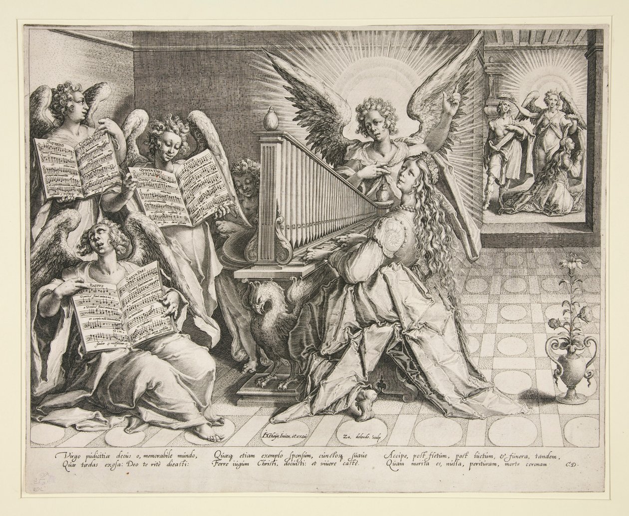 Sankt Cecilia spiller orgel af Zacharias Dolendo