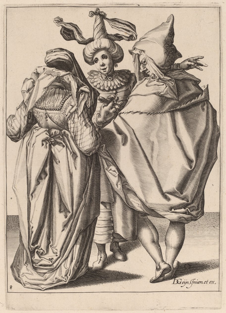 Et par henvender sig til en gestikulerende ung mand af Zacharias Dolendo after Jacques de Gheyn II
