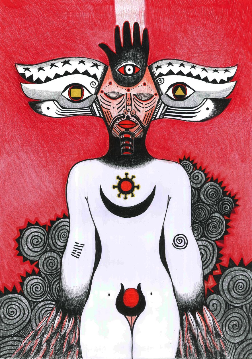 The Eye, 2012 (pen, blæk og farveblyanter på papir) af Zanara Sabina Nedelcheva Williams