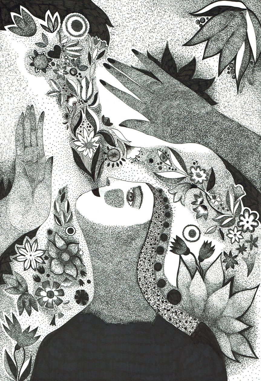 Soul Flowers, 2019 (blæktegning på papir) af Sabina Nedelcheva Williams