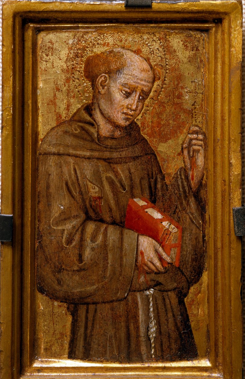 Sankt Francois af Assisi (Sankt Frans) Maleri af Zanino di Pietro (1389-1448) 1415 Dim 14x7 cm Assisi, Museum of the Treasure of the Basilica of San Francesco. Perkins College af Zanino di Pietro