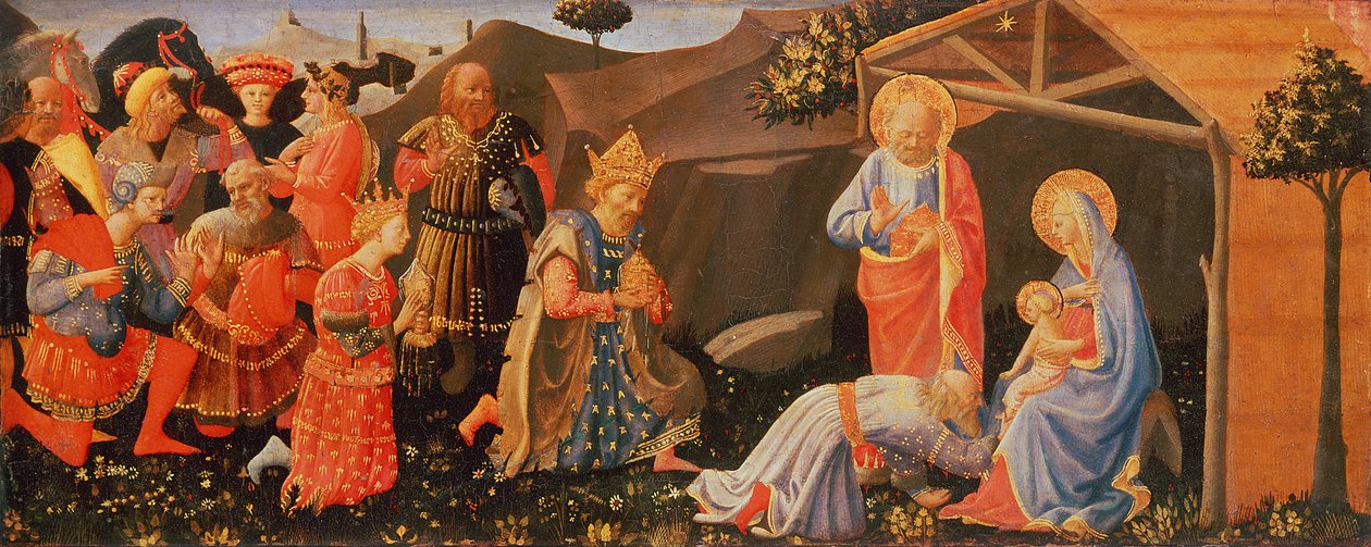 Tilbedelse af Magi, ca. 1433-4 (ægtempera på træ) af Zanobi di Benedetto Strozzi