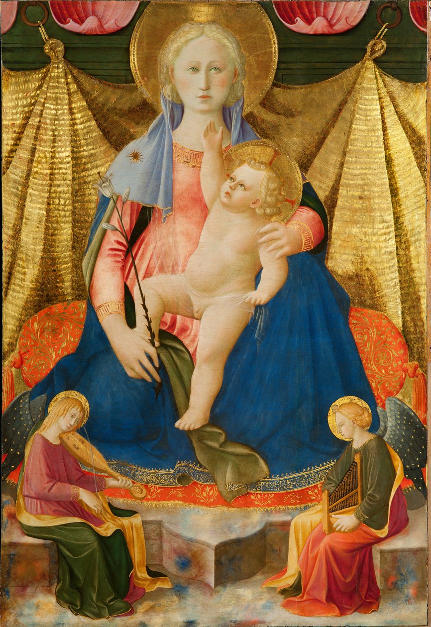 Ydmyghedens Madonna med to musikerengle af Zanobi Strozzi