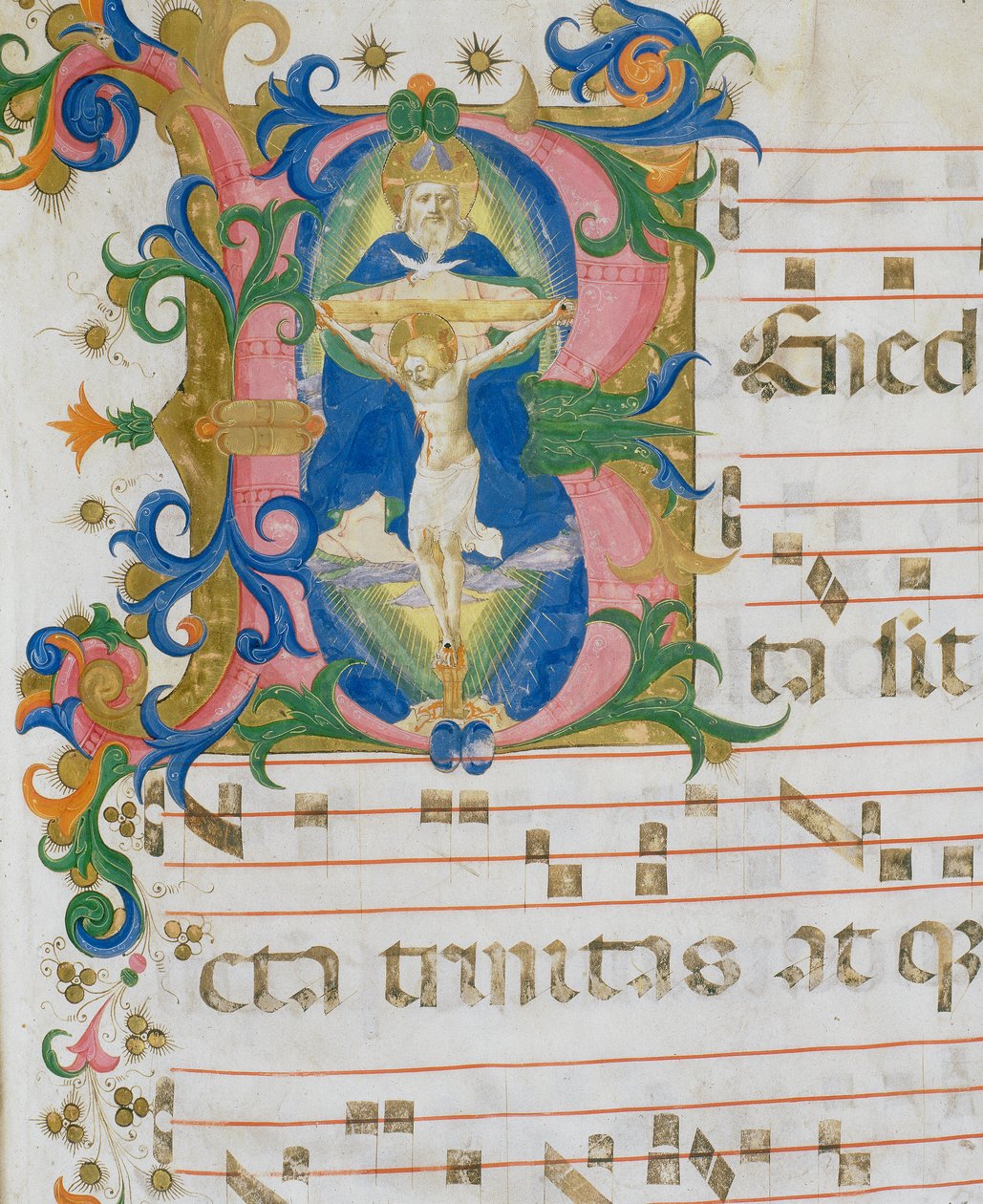 Treenigheden, miniaturedetalje af korbogen af Zanobi di Benedetto Strozzi