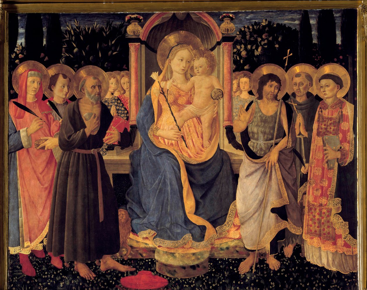 Altertavlen af Sankt Hieronymus Jomfruen og Barnet, ca. 1460 (maleri) af Zanobi di Benedetto Strozzi