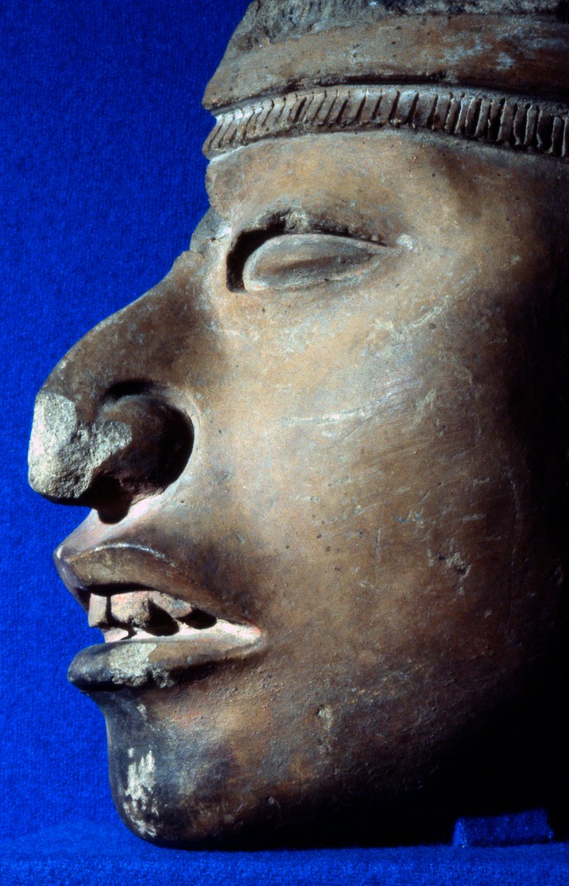 Profil af en Zapotec-mand, sen klassisk periode (700-1000 e.Kr.) (keramik) af Zapotec