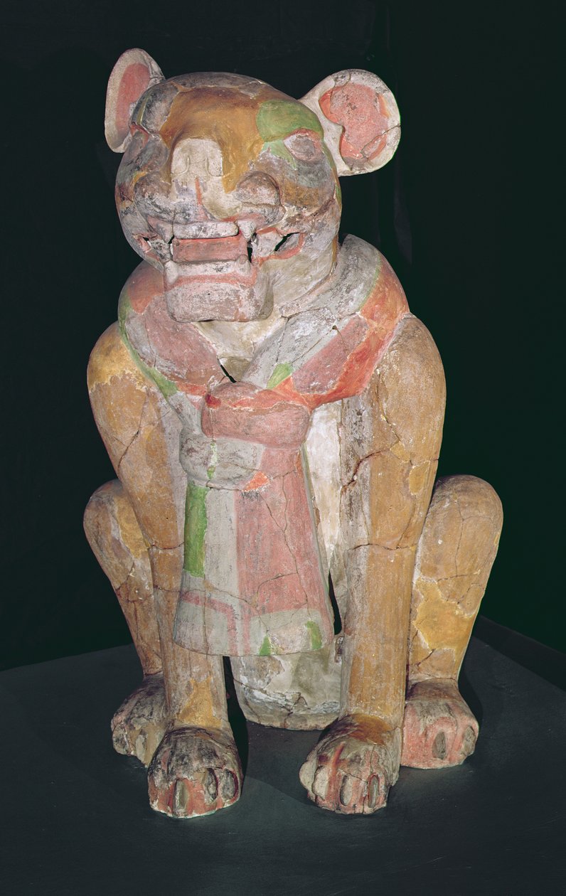 Urne, der repræsenterer en jaguar, Monte Alban, Oaxaca, periode II (keramik) af Zapotec