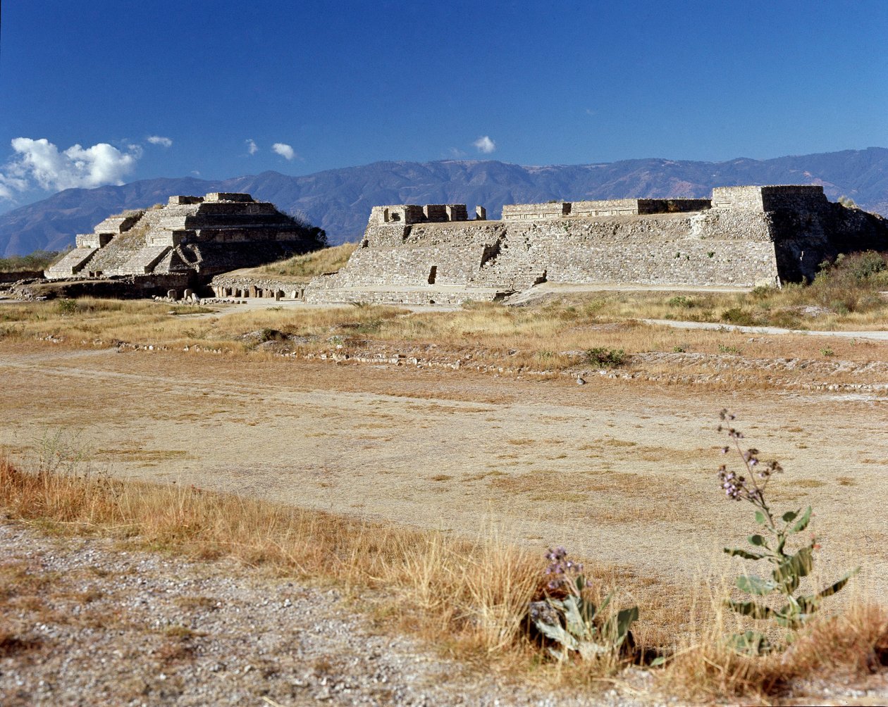 Udsigt over den nordlige platform (500 f.Kr.-850 e.Kr.) af Zapotec Zapotec