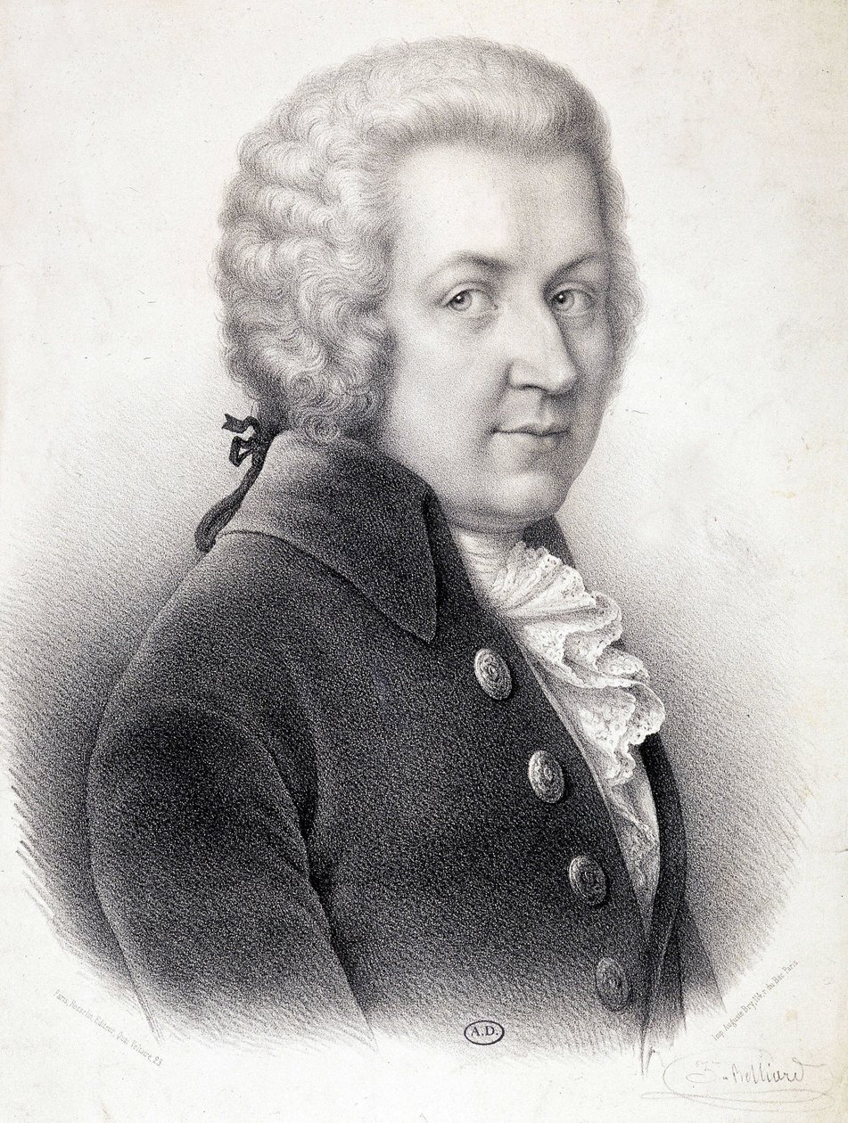 Portræt i buste af Wolfgang Amadeus Mozart (1756-1791) - af Belliard, gravering af Zephirin Felix Jean Marius Belliard