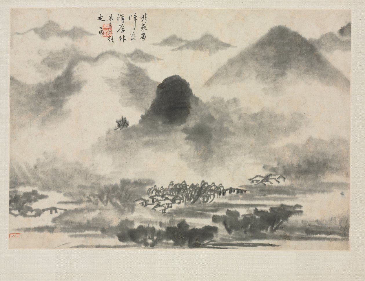 Landskabsalbum i forskellige stilarter: Landskab efter Mi Fei, 1684. af Zha Shibiao