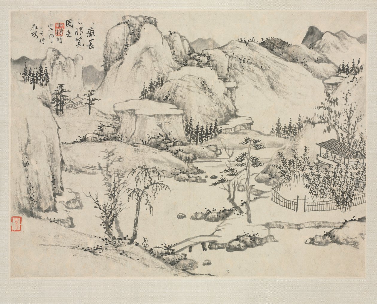 Landskabsalbum i forskellige stilarter: Scenery of Mt. Changbai efter Huang Gongwang af Zha Shibiao