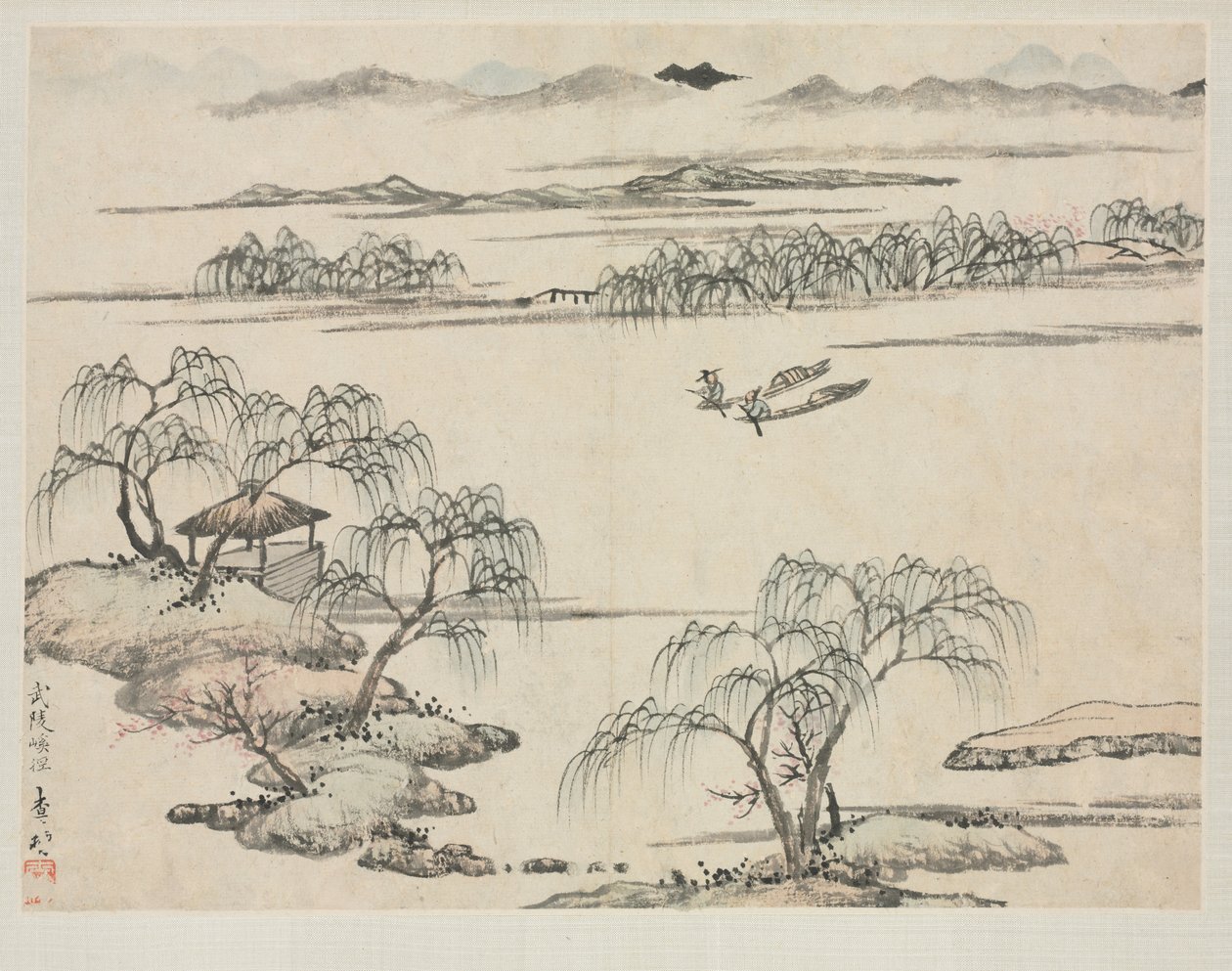 Landskabsalbum i forskellige stilarter: The Stream of Wuling af Zha Shibiao