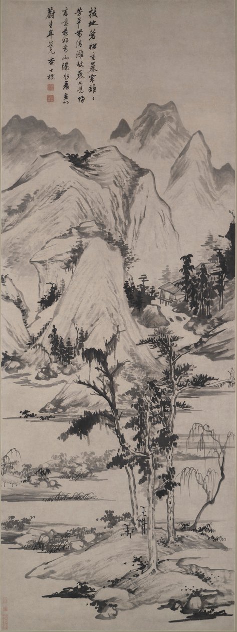 Landskab i stil med Ni Zan (1301-1374) af Zha Shibiao