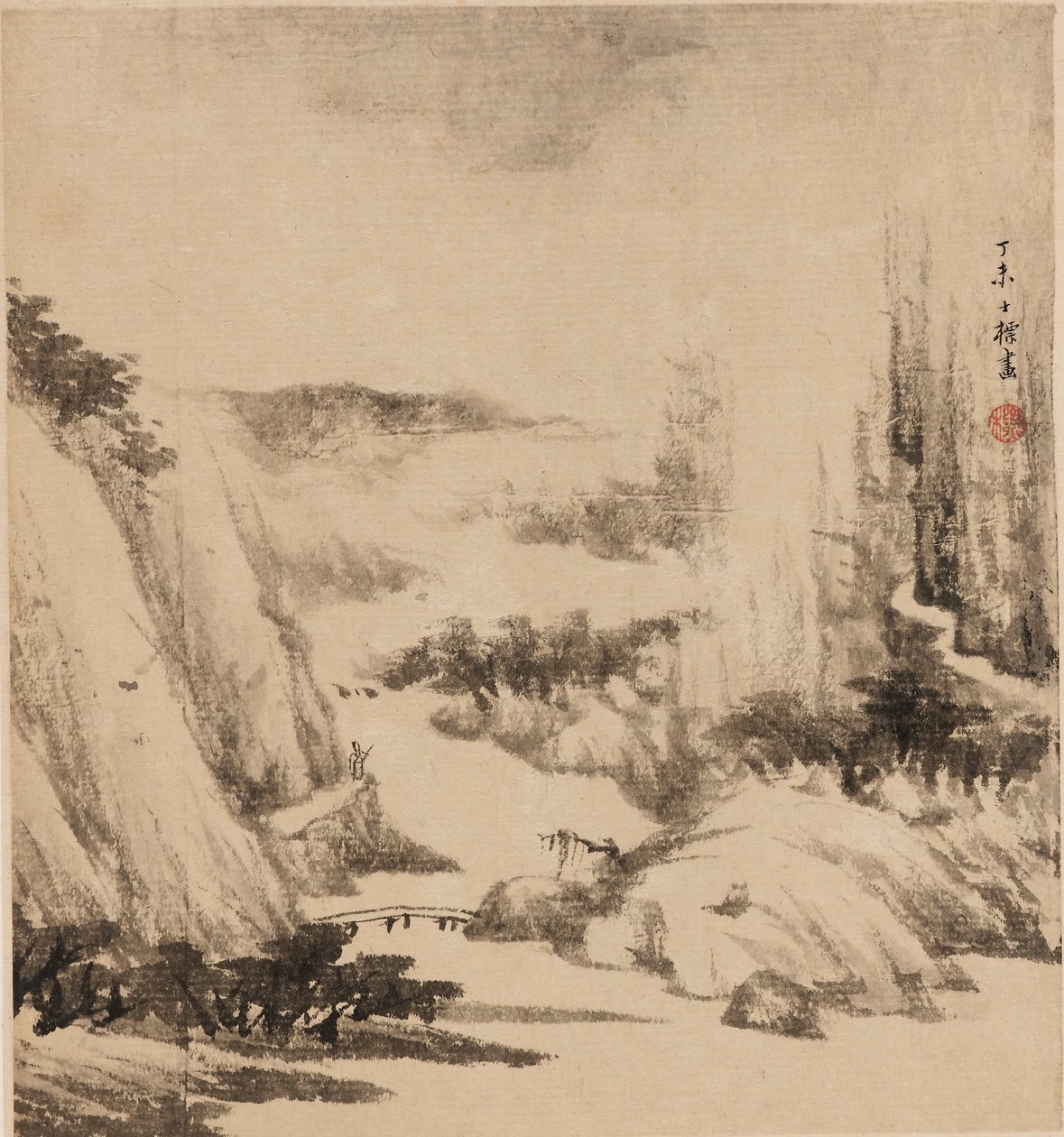 Flodlandskab, 1667 af Zha Shibiao