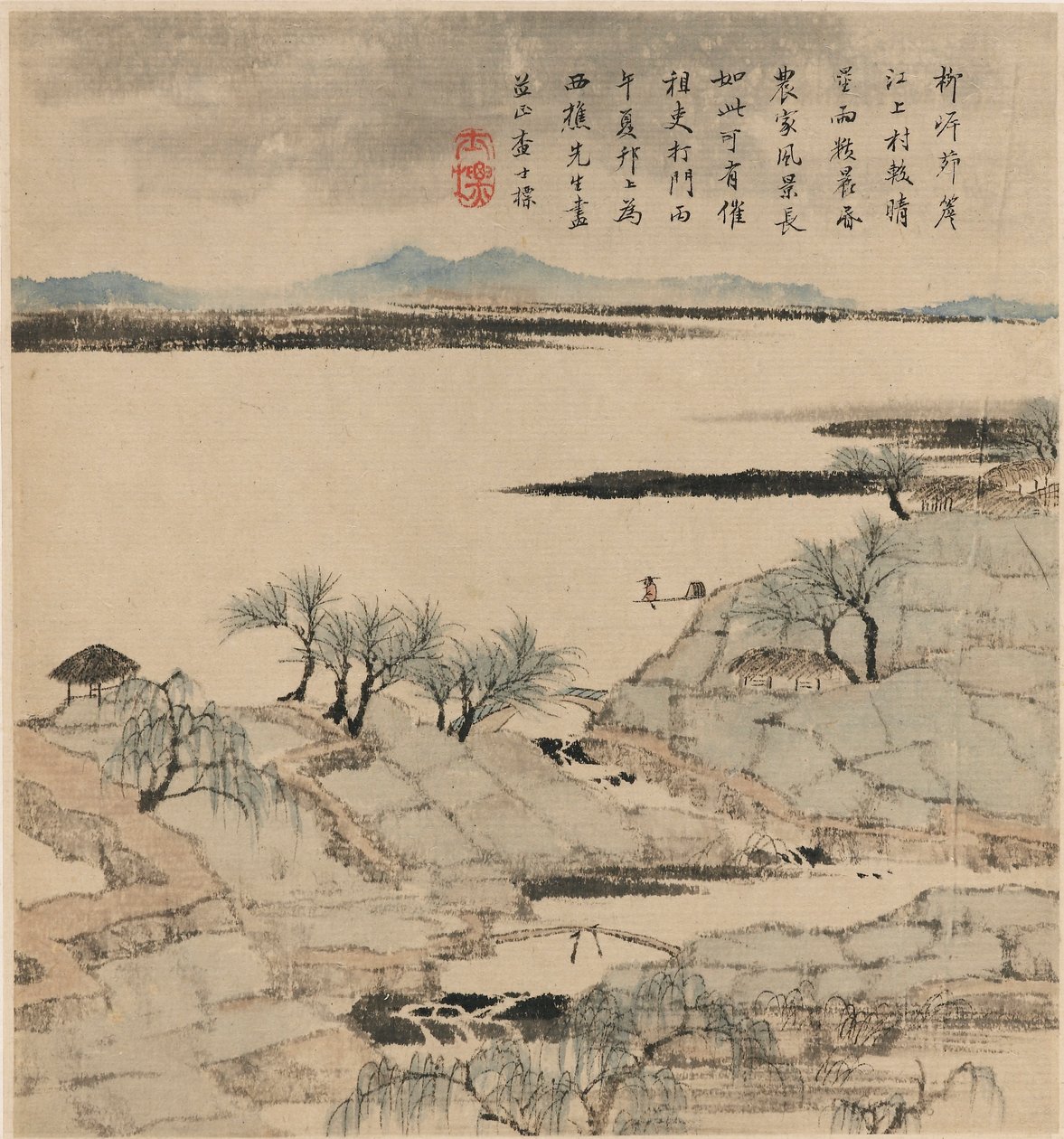 Flodlandskab, maj-august 1666 af Zha Shibiao