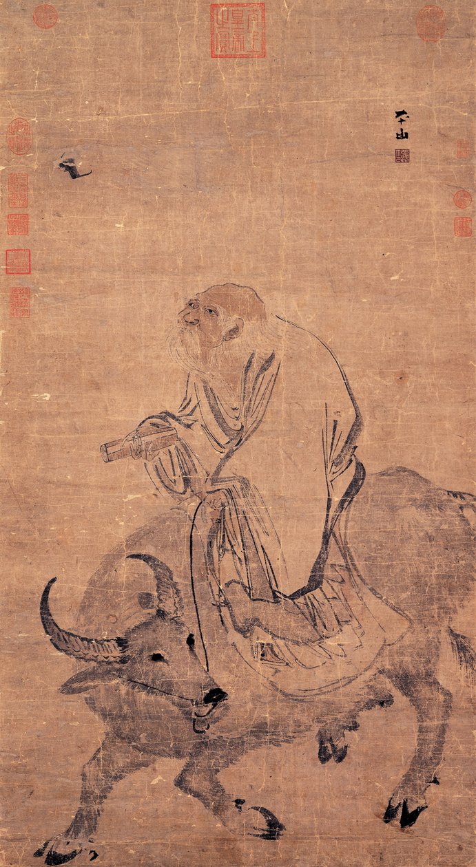Laozi rider på en okse, mellem 1368 og 1644 af Zhang Lu