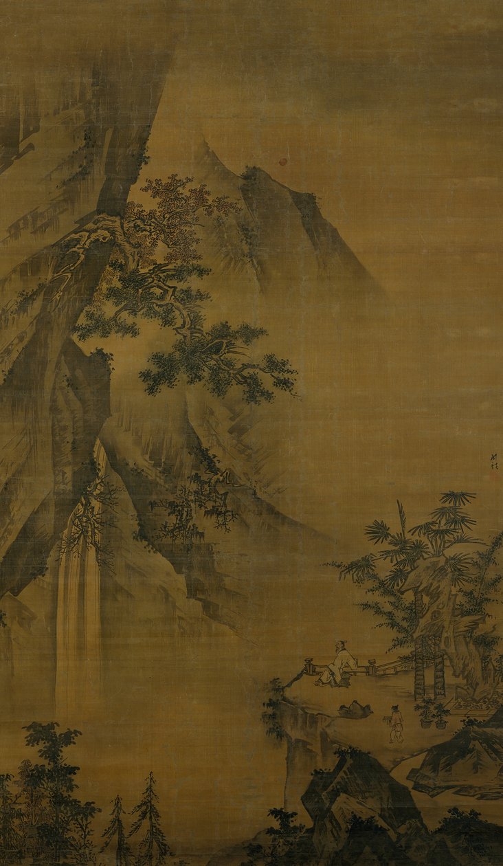 Forsker ser på et vandfald, slutningen af det 15. århundrede. af Zhong Li