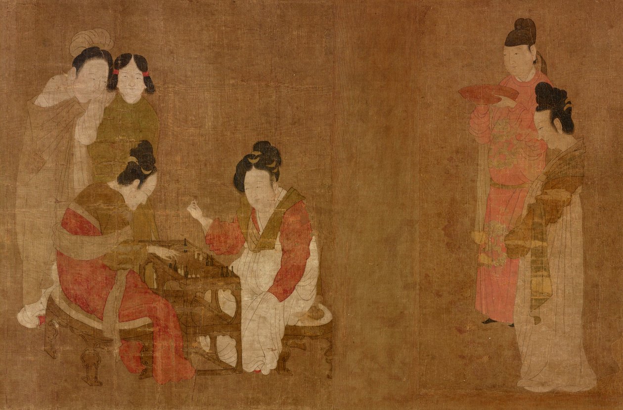 Court Ladies spiller dobbelt-seksere. Friere. Detalje af Zhou Fang