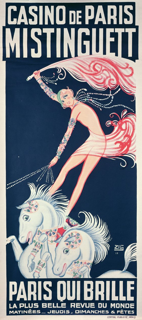 Plakat reklame Mistinguett (1875-1956) på Casino de Paris af Zig