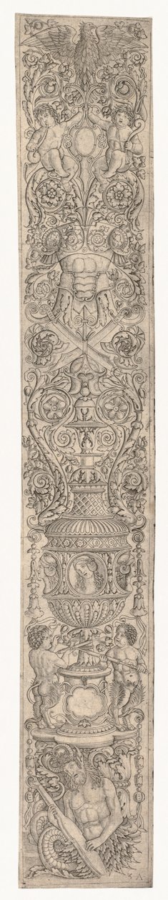 Ornamentpanel: Triton og Two Infant Satyrs af Zoan Andrea