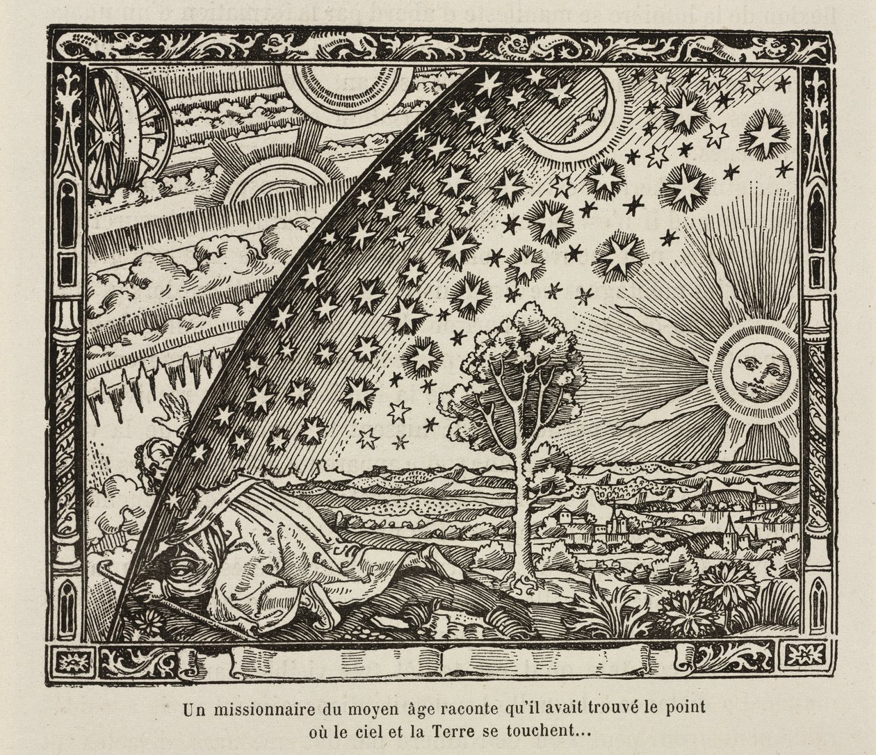 En middelaldermissionær finder punktet, hvor himmel og jord rører hinanden af Frederick (attr. to) Barnard