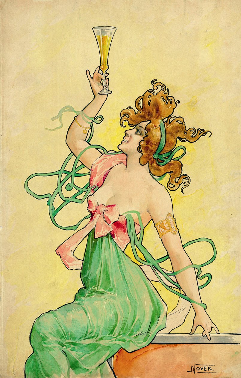 Absinthe Blanqui, c 1900, model (blæk, pastel og akvarel) til en reklameplakat, mellem 1898 og 1901, signeret Nover, palindrom af trykkeriet Revon, Paris af Frederick (attr. to) Barnard