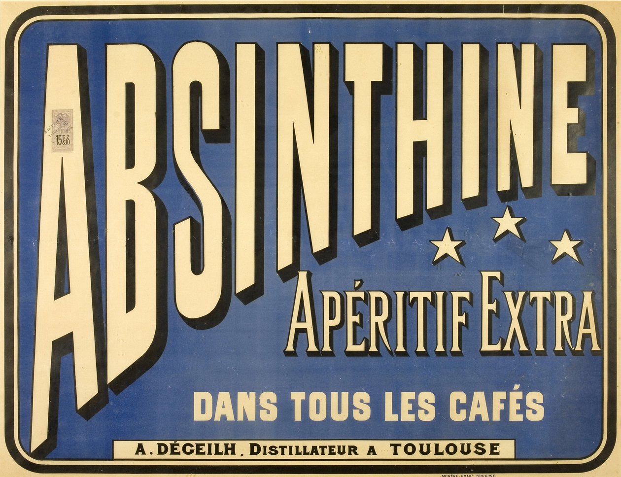 Plakat til ekstra aperitif absint, på alle cafeer af Frederick (attr. to) Barnard
