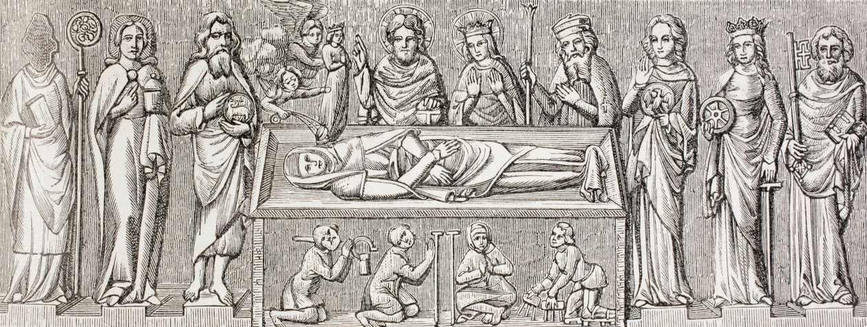 Efter basrelieffet på prinsesse Elisabeth af Ungarns grav (1207 - 1231) udgivet en katolsk helgen fra 