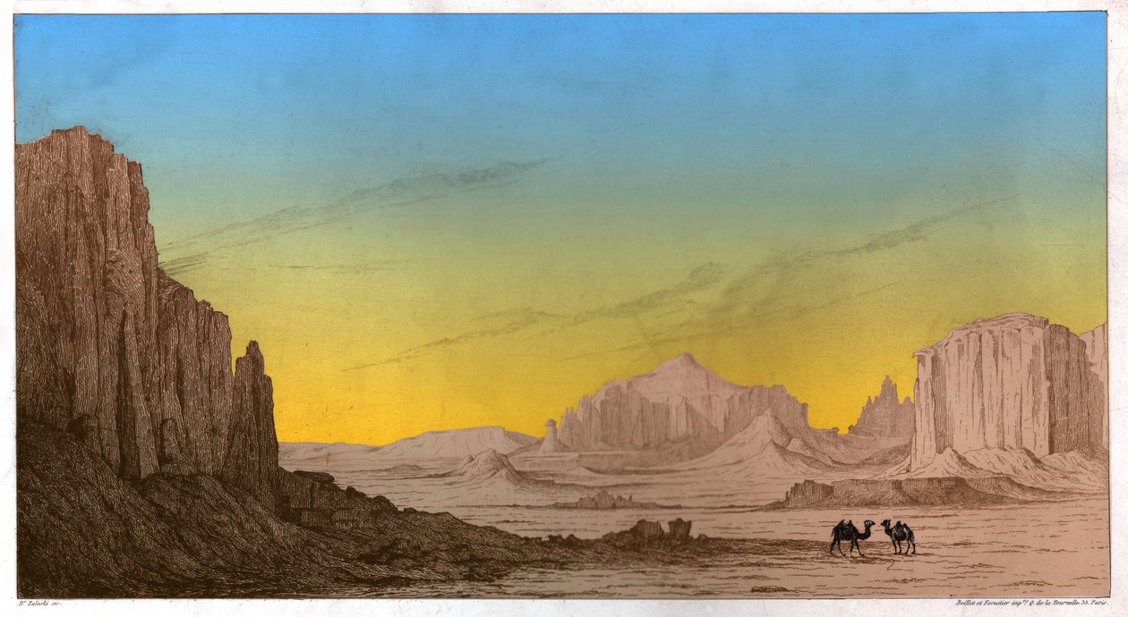 Aktau-bjergene, omkring 1850 (gravering) af . .