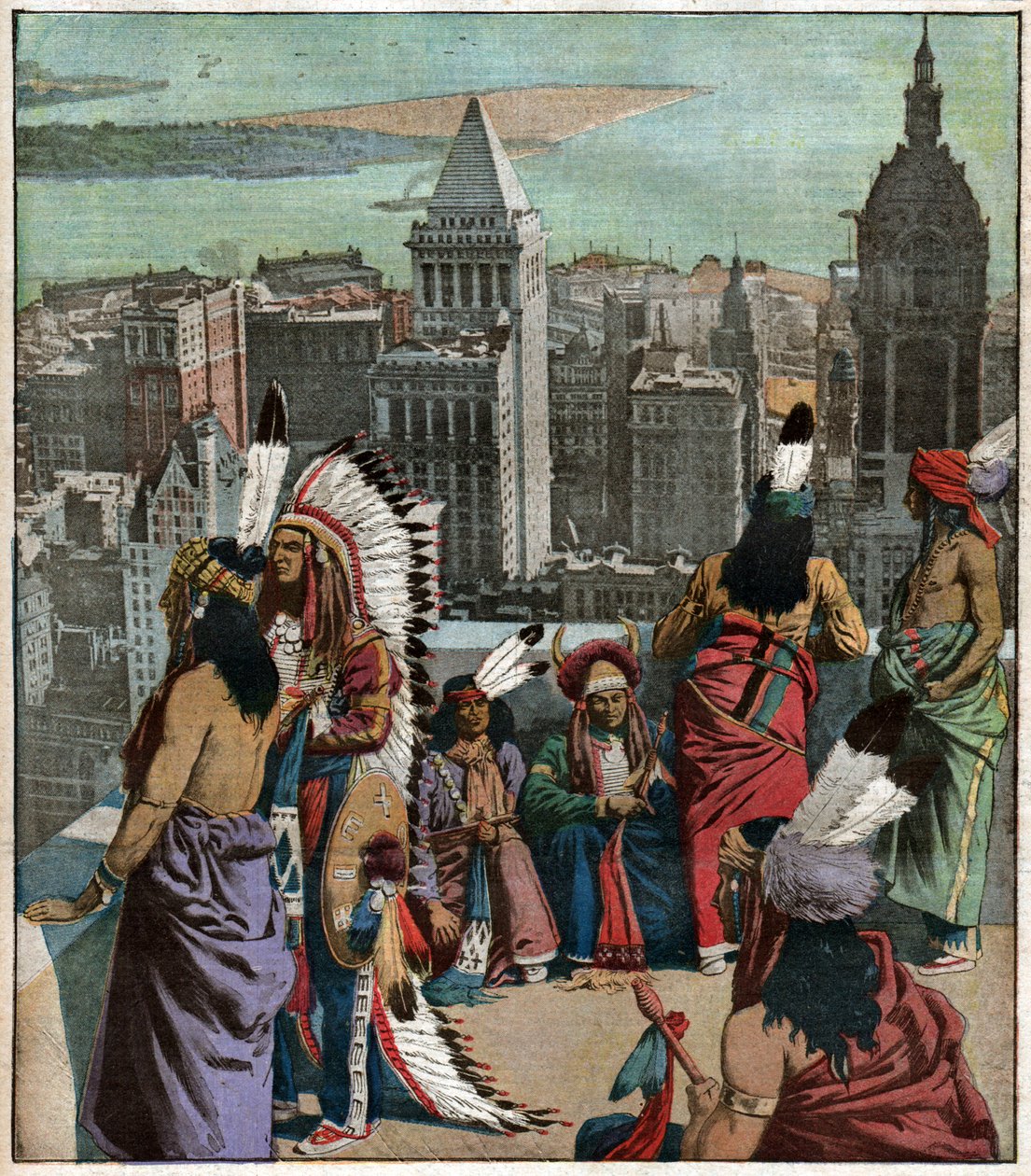 Amerindiens pieds noirs i New York. Sorte fødder indfødte amerikanere i New York. af Ferdinand Georg Waldmuller