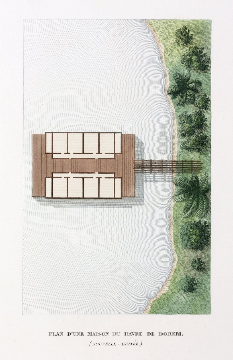 Arkitektur Plan af et hus ved tilflugtsstedet Doreri af Frederick (attr. to) Barnard