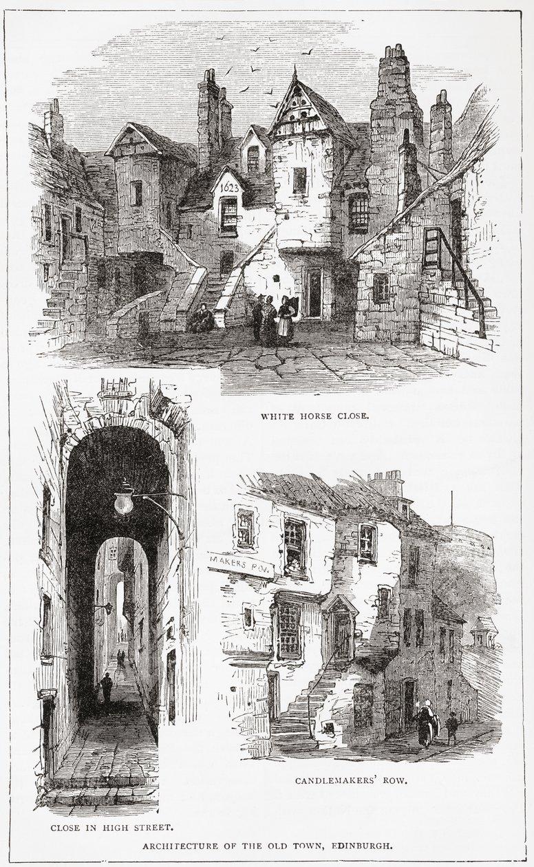 Arkitektur af den gamle bydel, Edinburgh, Skotland af . .