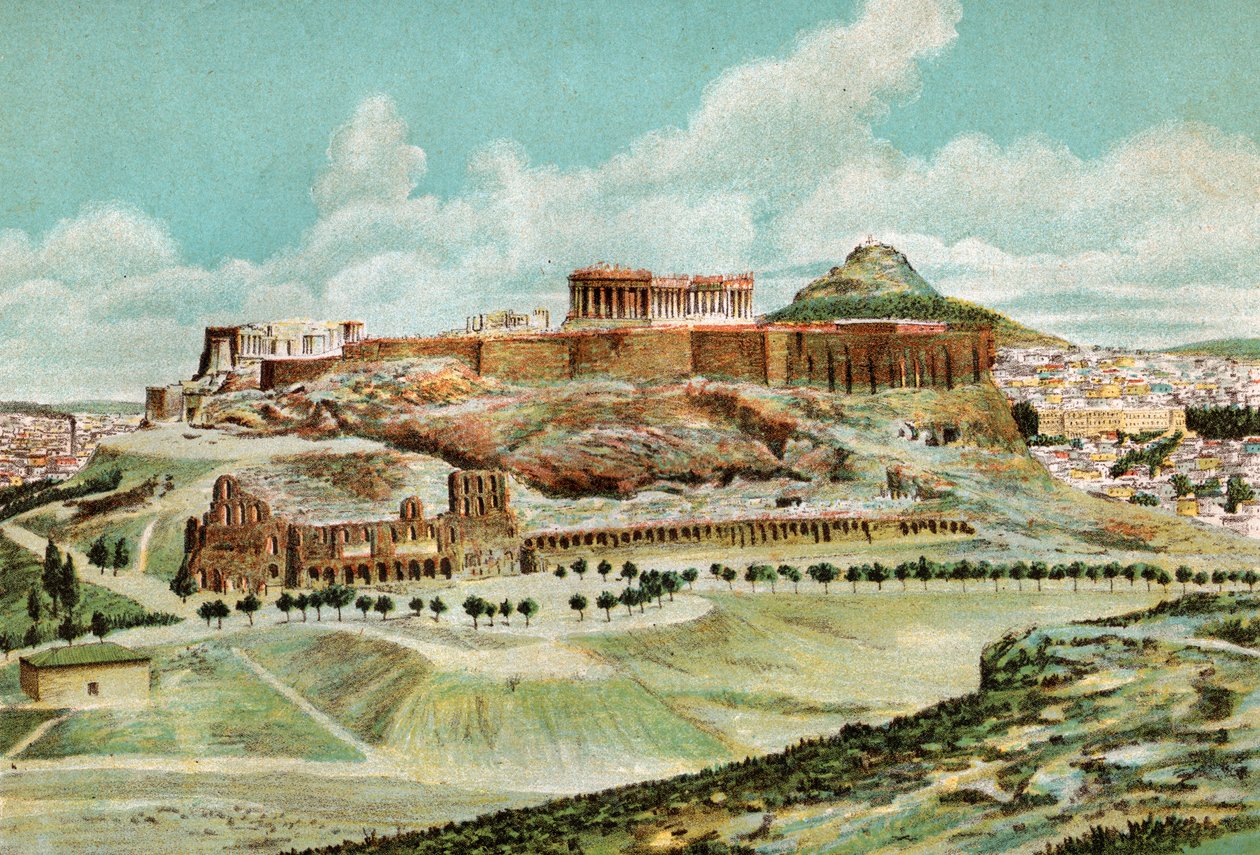 Athen, omkring 1920 (litografi) af . .