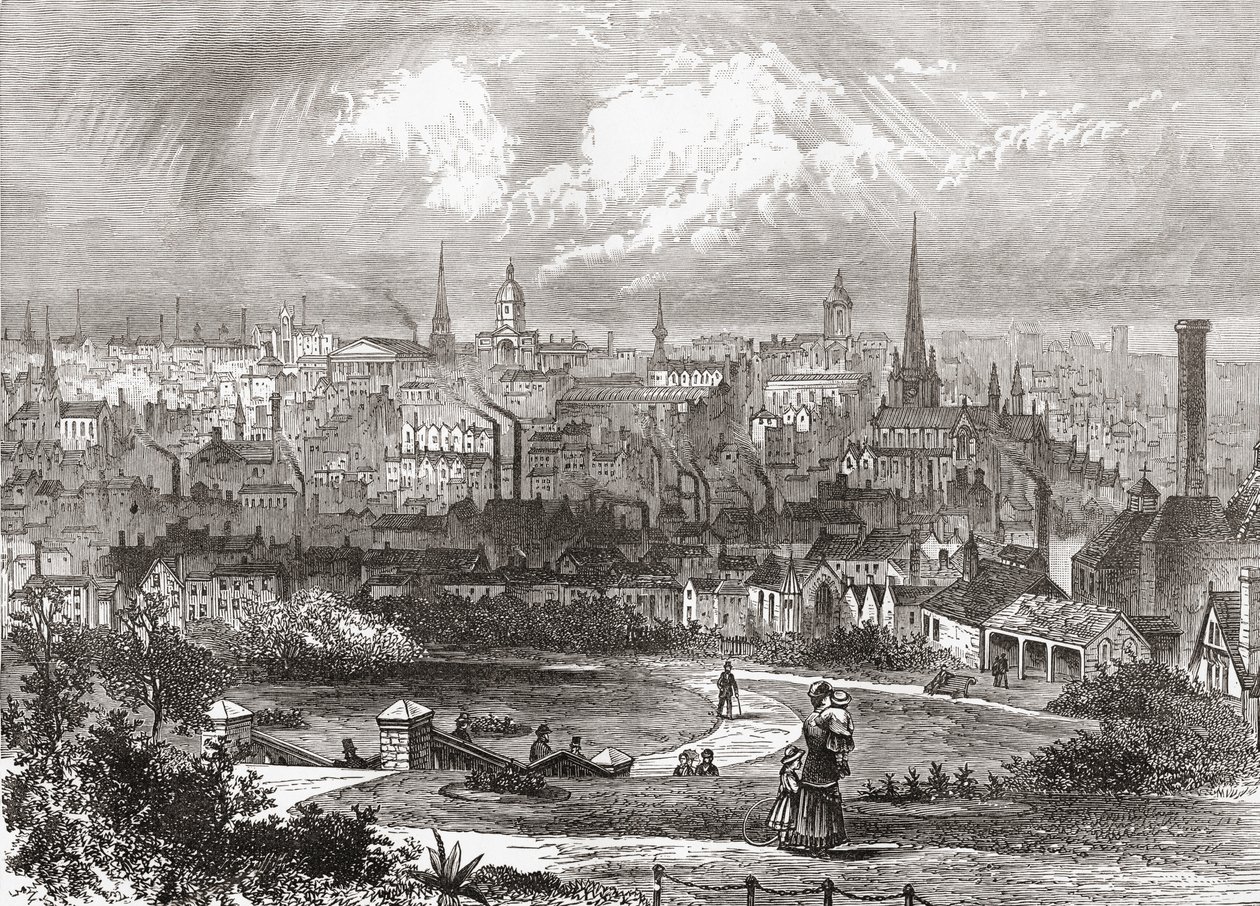 Birmingham, West Midlands, England i slutningen af det 19. århundrede, fra Our Own Country udgivet 1898 af Ferdinand Georg Waldmuller