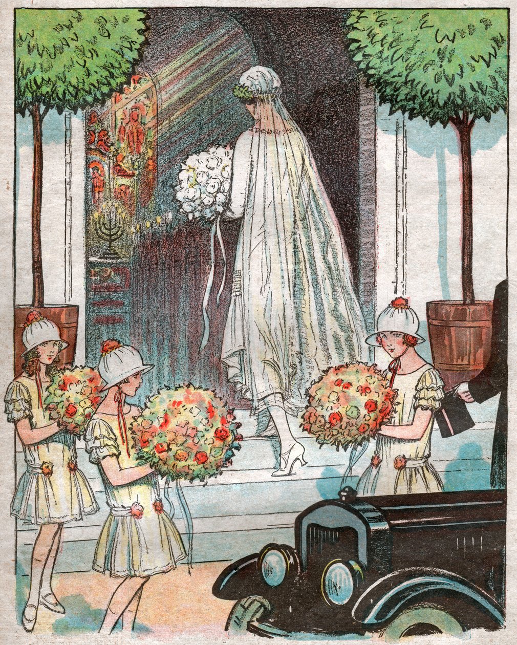 Bruden går ind i kirken. 1925 (Illustration) af . .