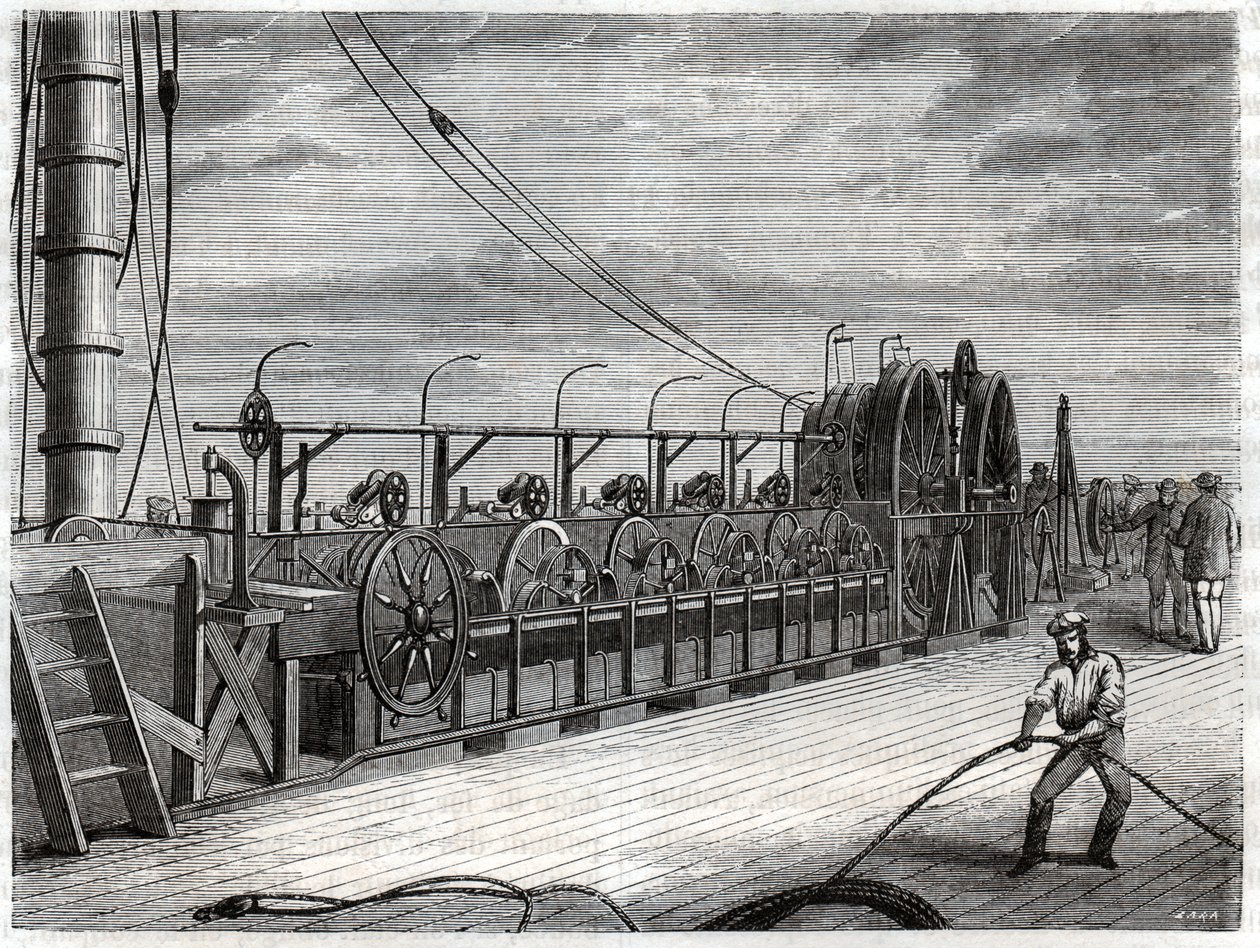 Kabel telegrafisk sous marin. Telegrafisk undersøisk kabel. af Frederick (attr. to) Barnard