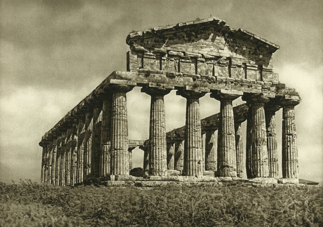 Ceres-templet i Paestum, bygget i 500 f.Kr. af Ferdinand Georg Waldmuller