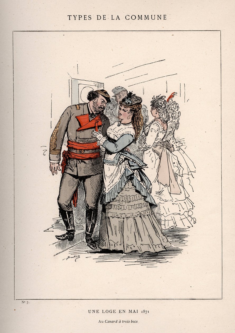 Pariserkommunen: kostume fra UNE LOGE EN MAY 1871 (7) i "Les Communeux". af Frederick (attr. to) Barnard