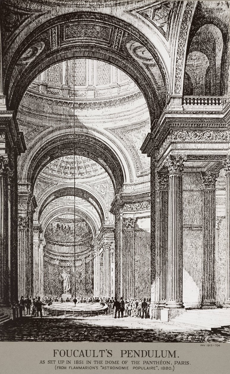 Demonstration af Foucaults pendul ved Pantheon, Paris, Frankrig af Frederick (attr. to) Barnard