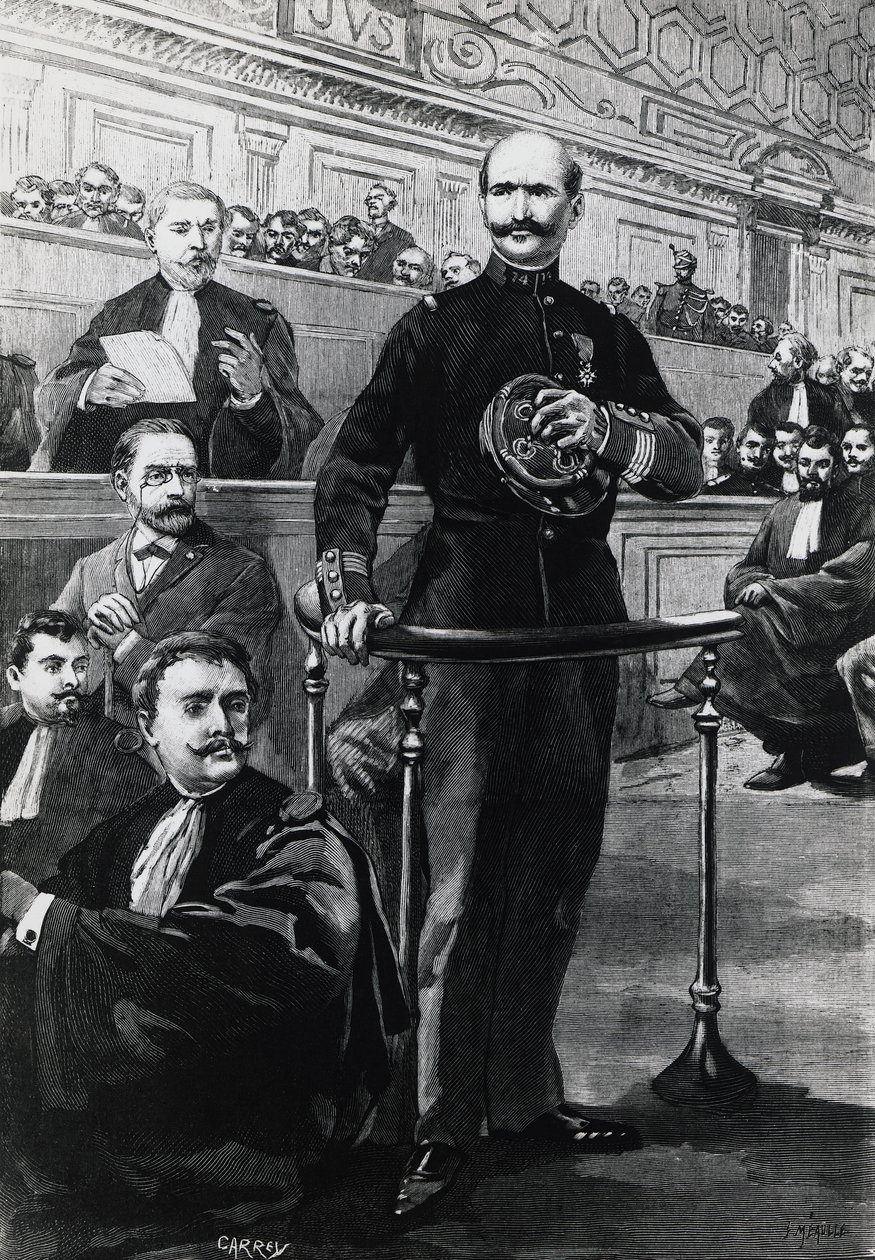 Afsættelse af kommandør Charles Walsin-Esterhazy under Emile Zola-processen af Georg Carl Heinrich Dollmann